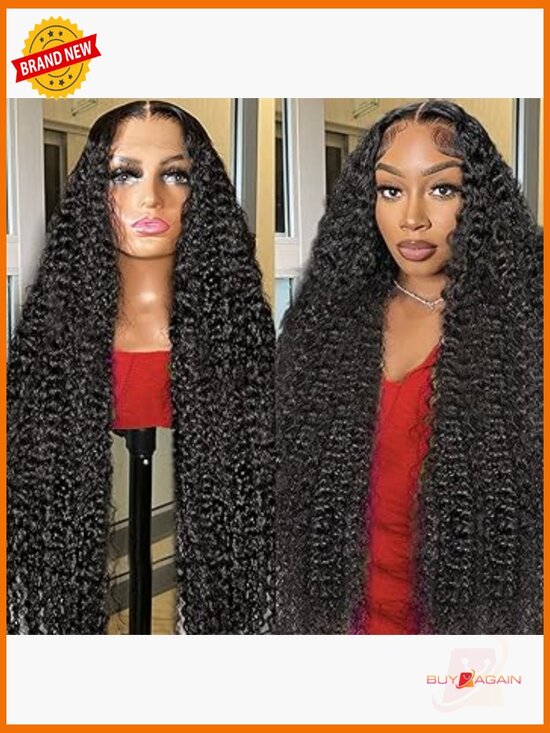 28 inch Deep Wave Lace Front Wig Human Hair 13X6 HD Transparent Lace 200% main image 4